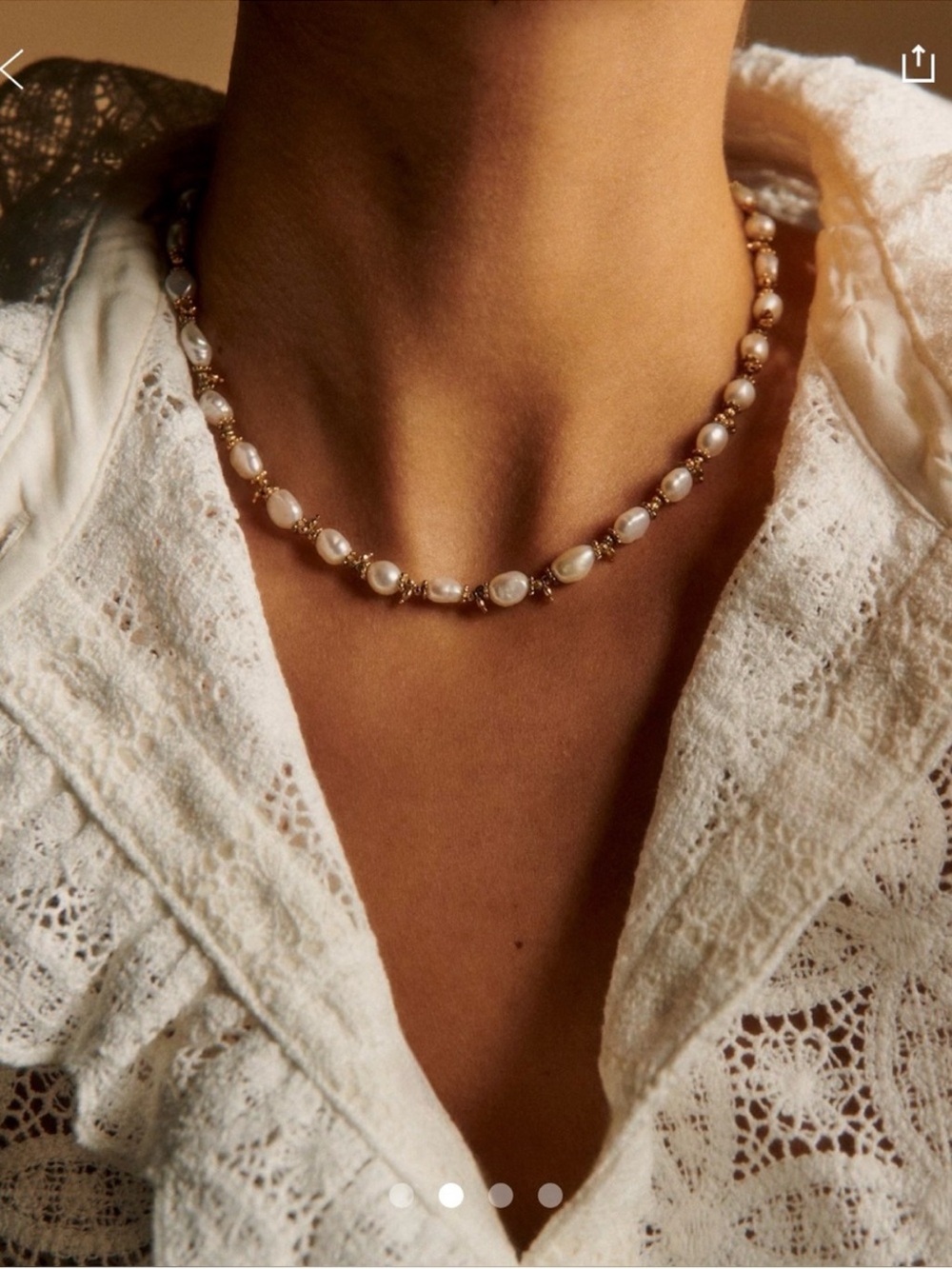 NWOT sezane Pearl Bead Necklace in Cream and Gold